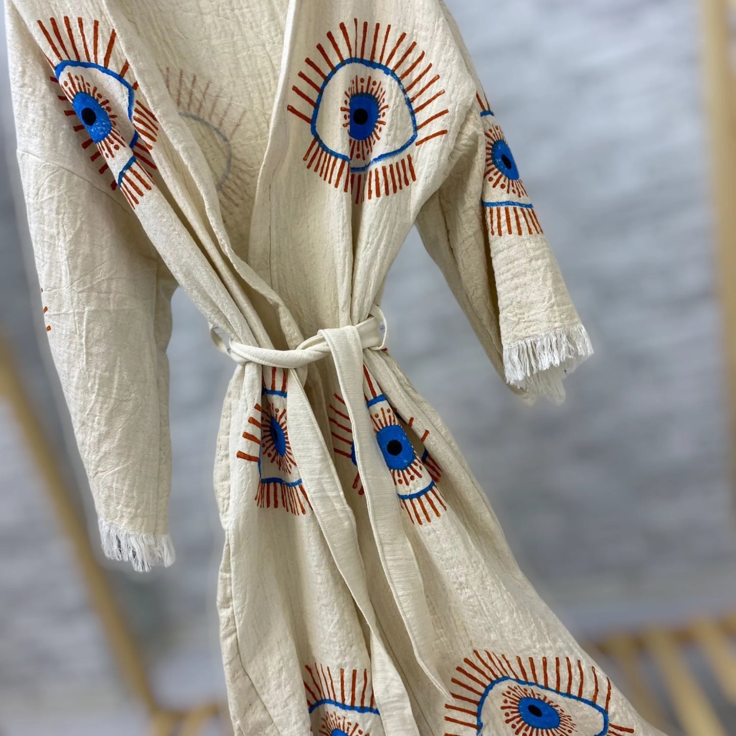 Turkish Towel Kimono Kaftan Bathrobe Evil Eye Kimono